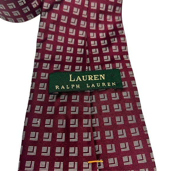 Ralph Lauren Luxury Necktie Tie 100% Silk Hand Made in USA Cubed Pattern NWOT - Picture 6 of 11